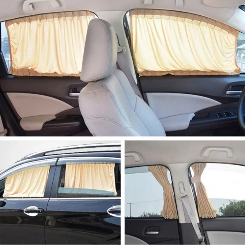 Color: MULTI - 2pcs 50cm Car Sun Shade Side Window Curtain Auto Foldable Uv Protection Accessories Black Pure Cloth Auto Accessories