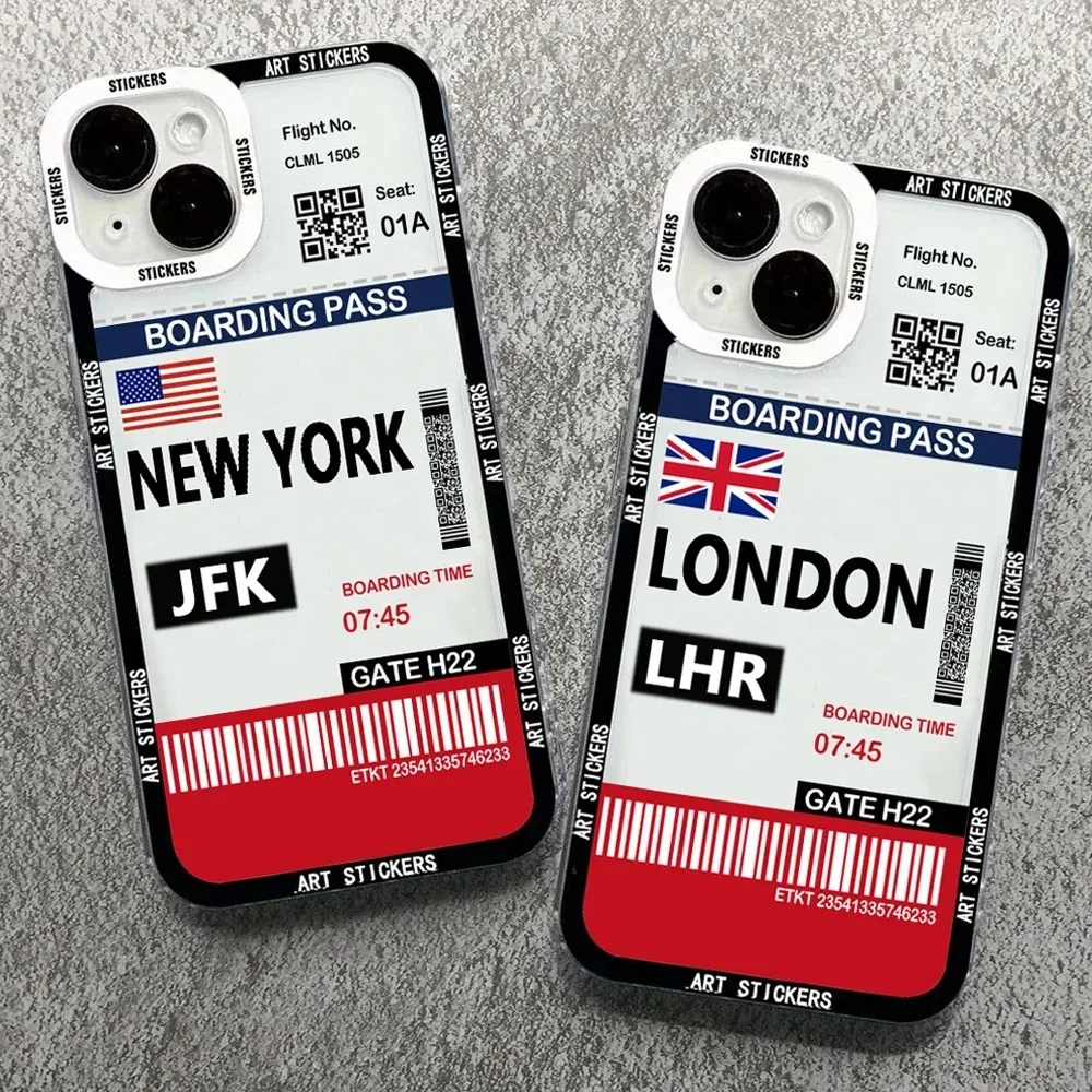 Color: Gold, Material: Plastic - World City Travel Ticket Label Phone Case For Samsung Galaxy S10 S20 S21 S22 S23 S24 FE Plus Ultra Note 20 New York Paris