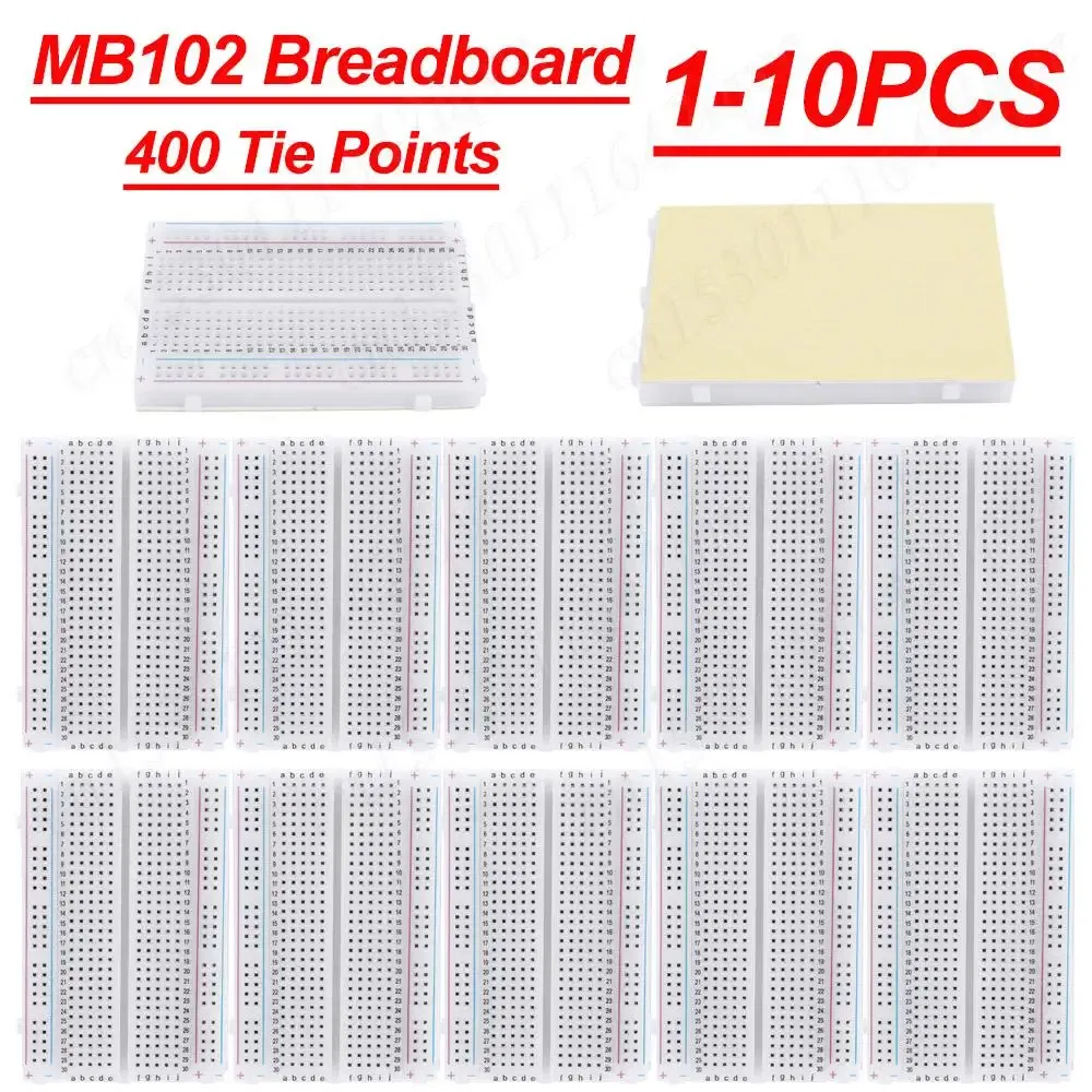 Color: Khaki, Ships From: CHINA - 1-10Pc 400 Tie Points Solderless PCB Breadboard Spliceable Universal MB102 Breadboard DIY Bread Board for Experiment Test Robot