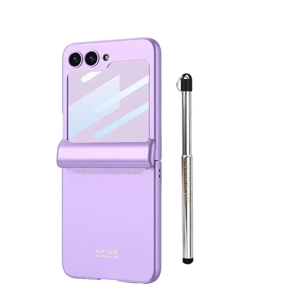 Color: Beige, Bundle: Case & Screen Protector - For Samsung Galaxy Z Flip 6 Magnetic Phone Case with Stylus Pen Hinge Protection Drop-Proof Protective Shell for Z Flip6 Covers