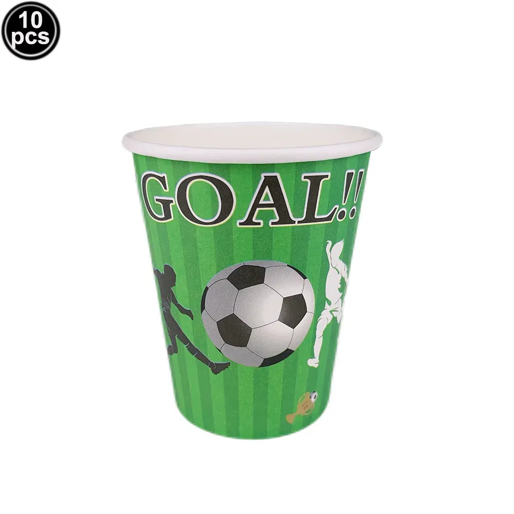 Color: MULTI, Capacity: 480ml - Soccer Party Disposable Tableware Paper Plates Cups Napkins Football Party Supplies Soccer Birthday Party Decoration