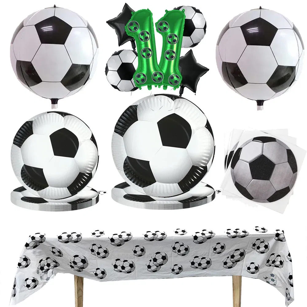 Color: MULTI, Capacity: 480ml - Soccer Party Disposable Tableware Paper Plates Cups Napkins Football Party Supplies Soccer Birthday Party Decoration