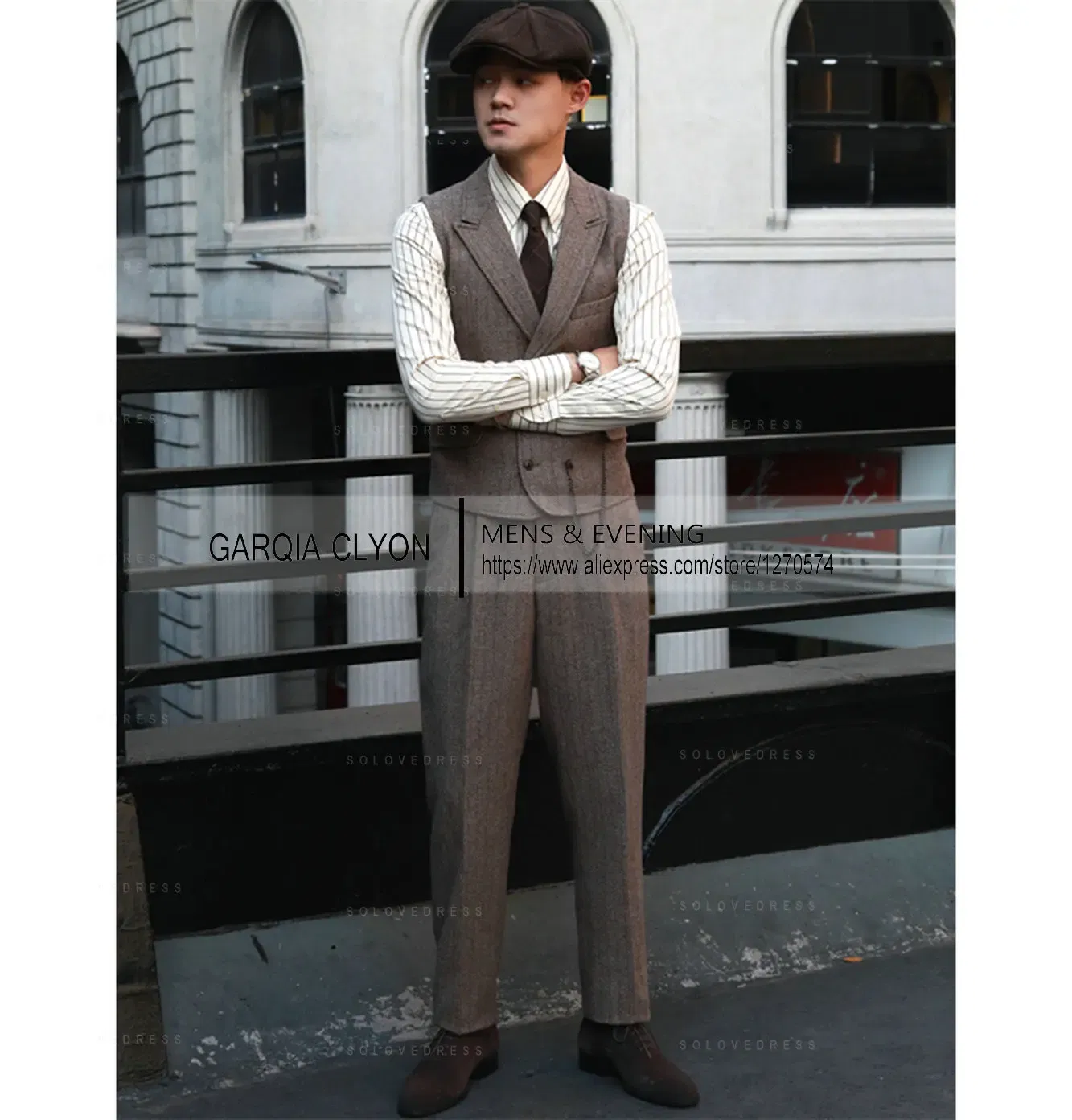 Color: ROYAL BLUE, Size: XXL - Tweed Herringbone 3 Pieces Herringbone Men's Business Suits Single Breasted Slim Fit Groom  Formal Suits?€Blazer+vest+Pants?‰