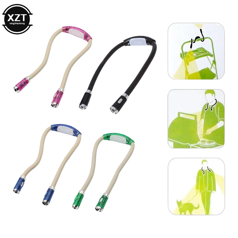 Emitting Color: Blue - Flexible Neck Hug Book Light LED Neck Night Handsfree Led Neck Light Hug Reading Lamp Novelty Led Night Camping Light Flashlight