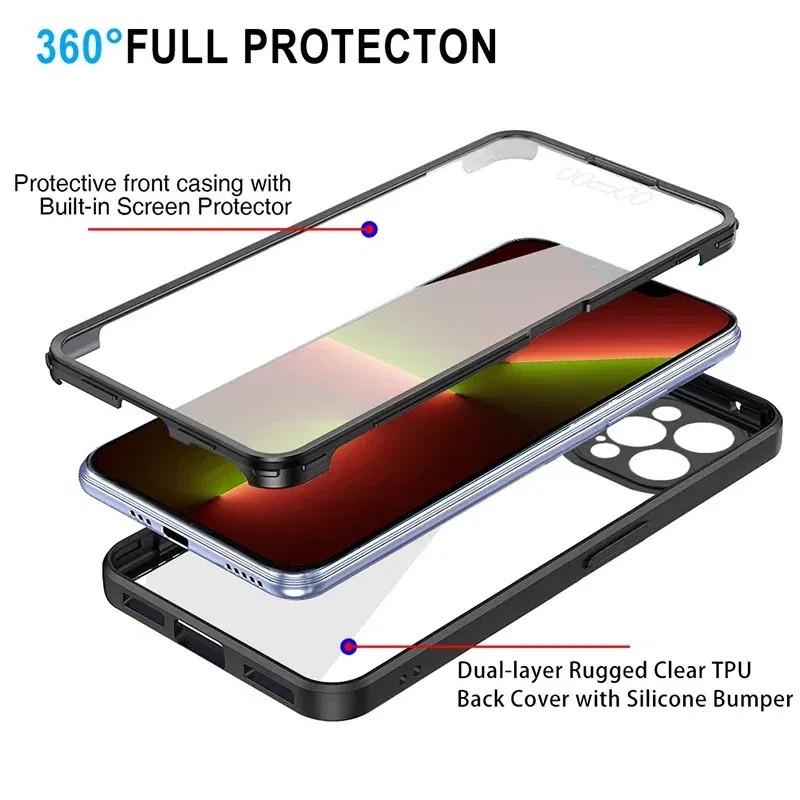 Color: SKY BLUE, Compatible-Phone Models: For iPhone 13 Mini, Ships From: CN - Clear 360 Full Wrap Phone Case For iPhone 17 Pro Max 16 15 14 13 12 11 SE2/SE3 Xr Xs 8 Plus Film With Lens Protection Back Cover