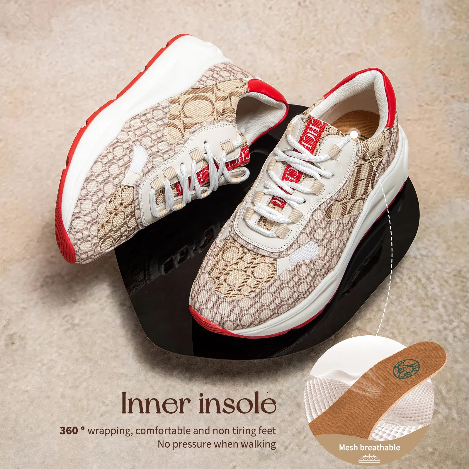 Color: Beige, Shoe Size: 37 - Alphabet Print Design New Women's Flat Shoes Simple Versatile Lightweight Comfortable Fashion Women's Casual Shoes