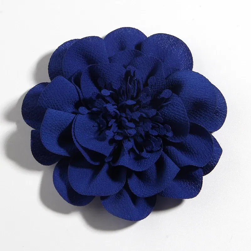 Color: Ivory - 1PC 10CM 3.8" Big Chiffon Flowers Hair Clips Hairpins Handmade Artificial Rolled Rose Fabric Flower For Girls Head Accessories