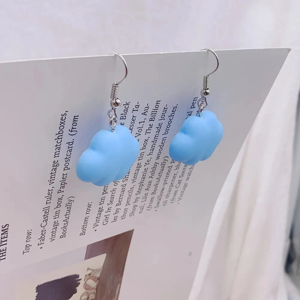 Metal Color: black chrome - Ultra-Low New Fashion Cute White Cloud Stud Earrings Delicate Mushroom Clouds for Women Girls Ear Jewelry Wholesale Gifts Bear
