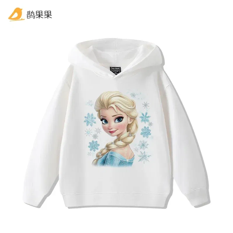 Color: Khaki, Kid Size: 4T - Queen Elsa Surrounding Girls Autumn and Winter Hooded Sweatshirt Children Girl Children's Tops Cute Long-sleeved Coat