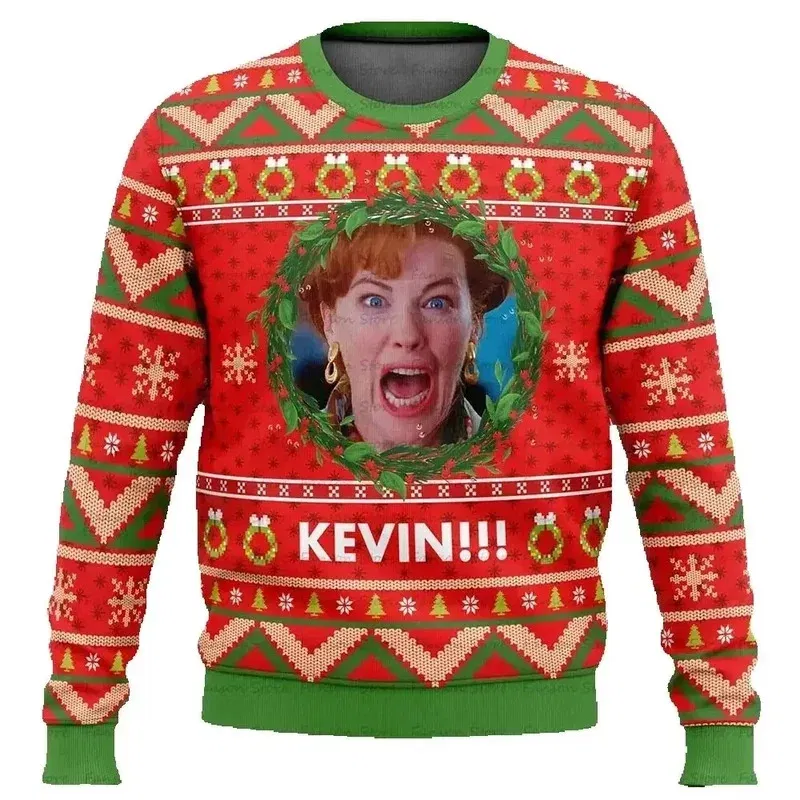 Color: Silver, Size: XXL, Ships From: CHINA - Merry Christmas alone at home Ugly Christmas sweater cartoon animation Men's pullover 2026 fashionable couple shirts Sweatshirt