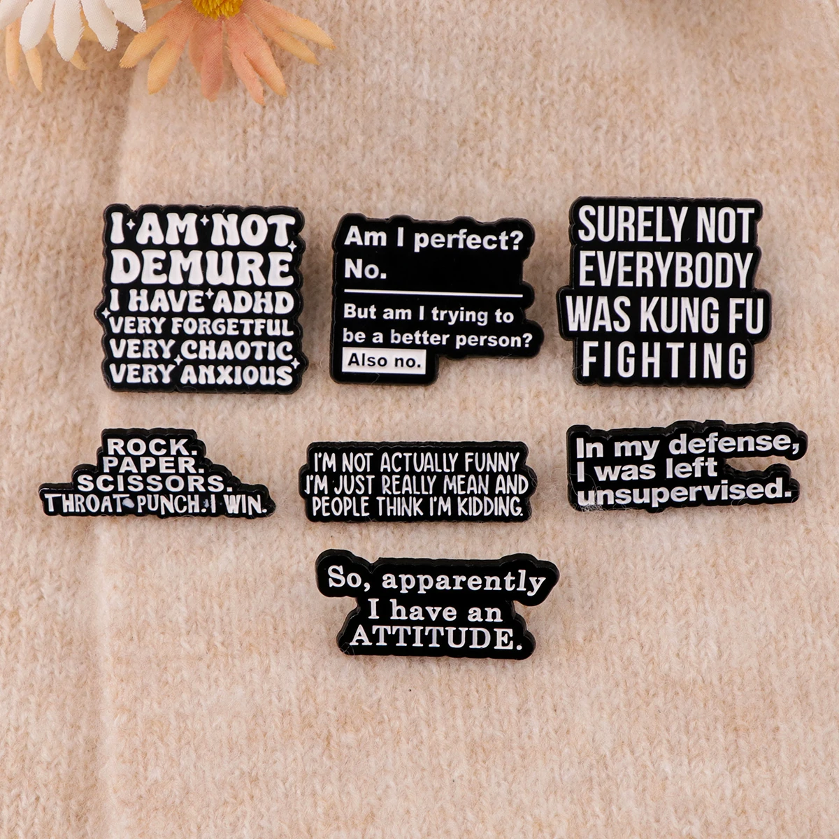 Metal color: ROSE GOLD COLOR - Funny Quotes Enamel Pins Skeleton Women's Brooches Men Lapel Pins Badge on Backpack Costume Accessories Phrase Jewelry Gifts