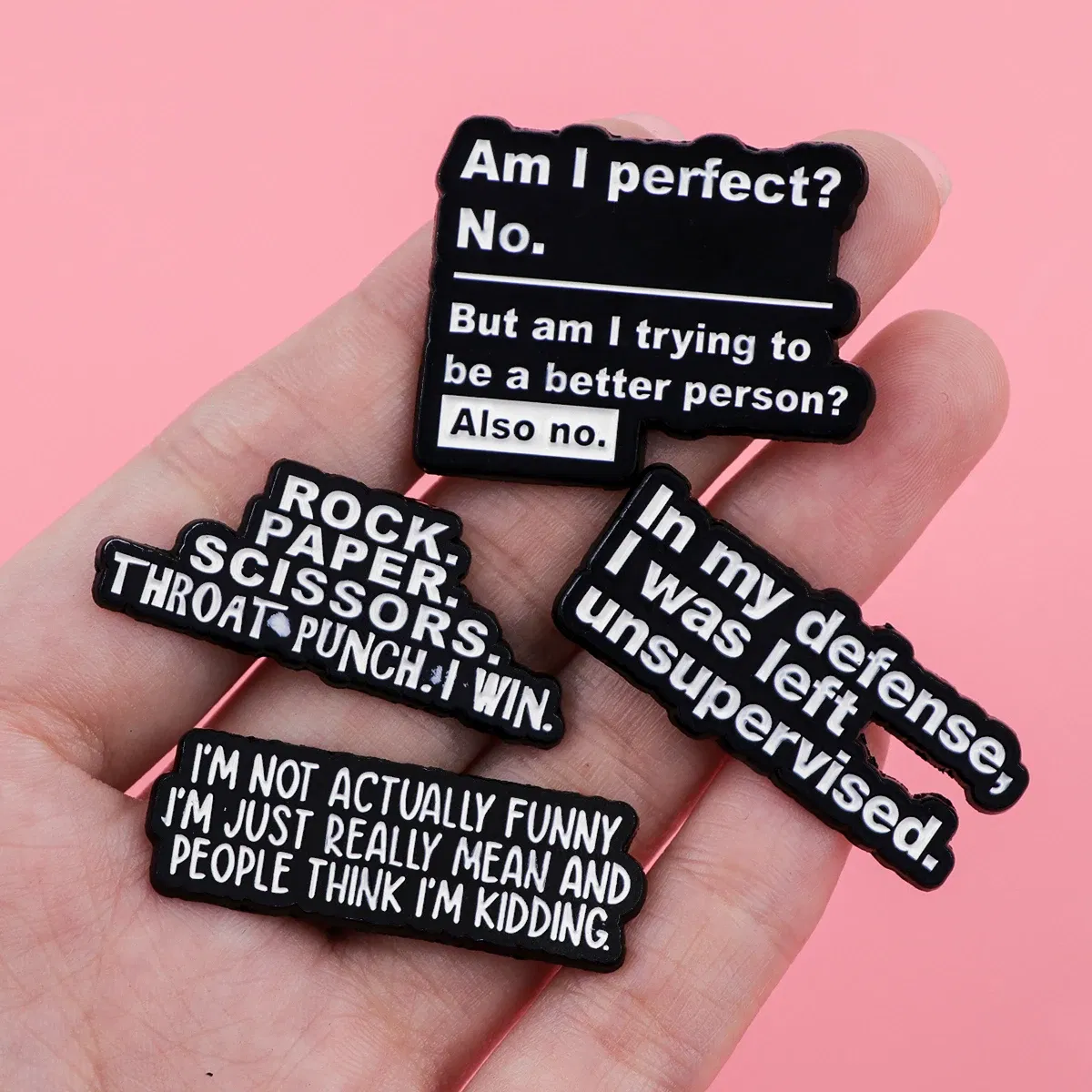 Metal color: ROSE GOLD COLOR - Funny Quotes Enamel Pins Skeleton Women's Brooches Men Lapel Pins Badge on Backpack Costume Accessories Phrase Jewelry Gifts