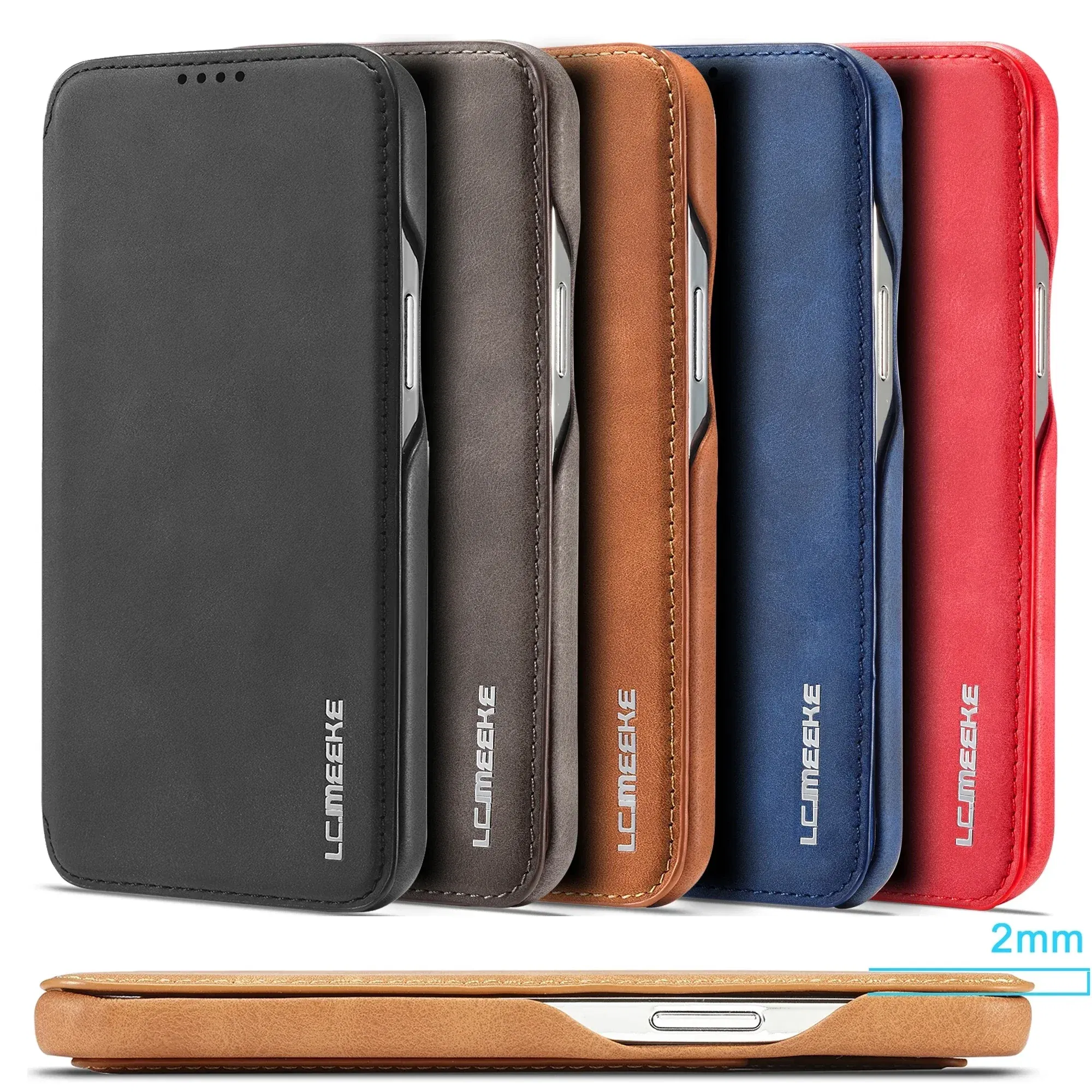 Color: Coffee, Compatibility by Model: iPhone 15 Plus - Leather Flip Wallet Phone Cover for IPhone 17E 14 15 16 Pro Max 13 12 Mini 11 XS X XR 8 7 Plus SE 2022 Slim Card Slots Book Bag