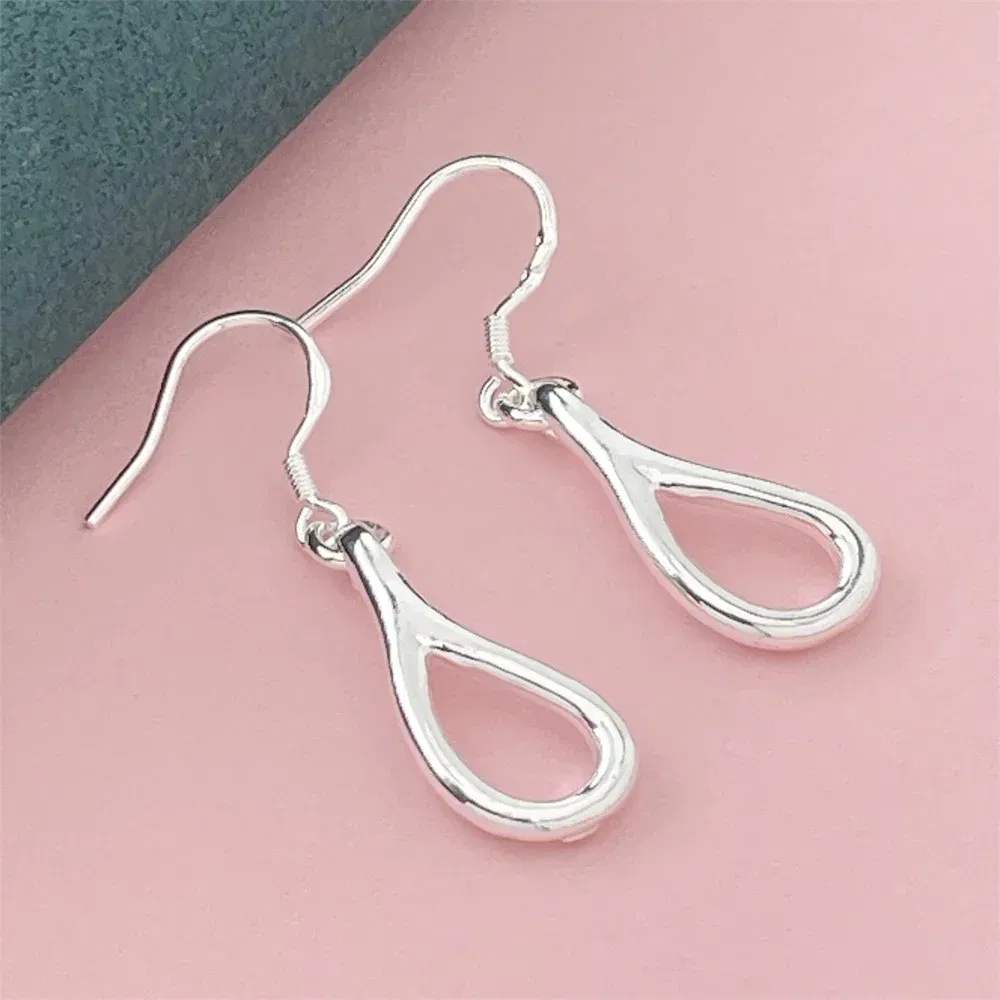 Gem Color: Clear - 925 Silver Heart Shape Earrings Women Exquisite Student Jewelry Accessories