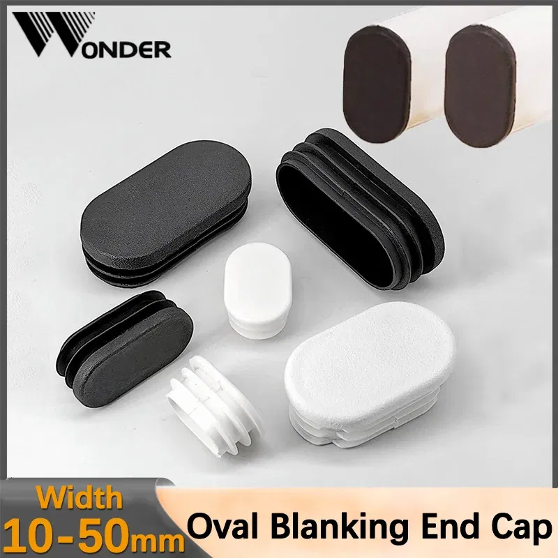 Color: STONE, Size: L - Oval Plastic Tubes End Caps Bung Oblong Blanking Plug Pipe Inserts Table Feet Chair Dust Cover Furniture Accessories Black White