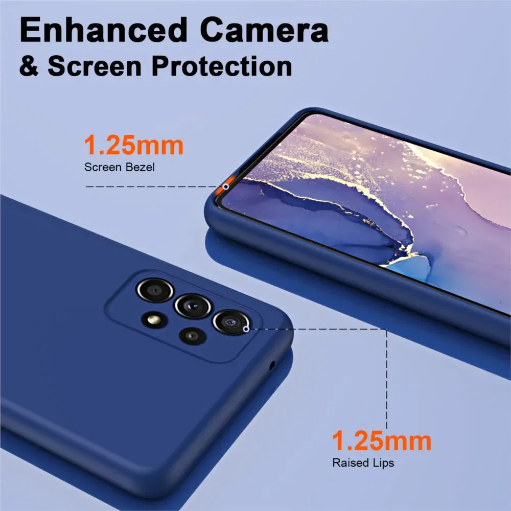 Color: Light purple, Material: PE - Solid Silicone Protect Case For Samsung Galaxy A13 A23 A33 A53 A73 A12 A22 A32 A52 A52S A72 A04 A04S A14 A24 4G A34 A54 Cover