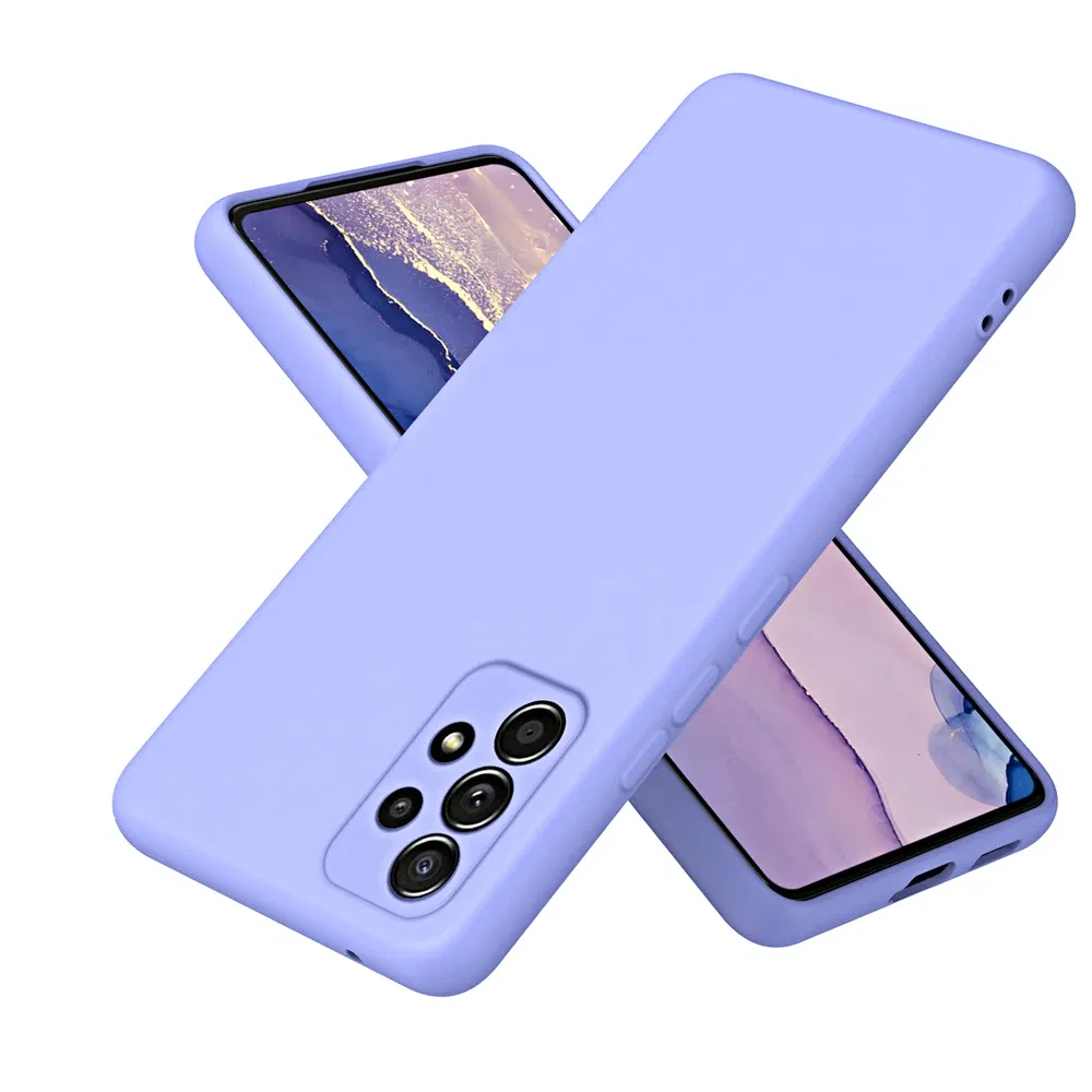 Color: Light purple, Material: PE - Solid Silicone Protect Case For Samsung Galaxy A13 A23 A33 A53 A73 A12 A22 A32 A52 A52S A72 A04 A04S A14 A24 4G A34 A54 Cover