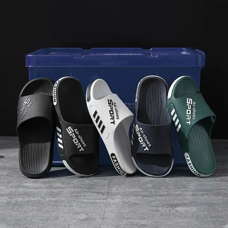 Color: black, Shoe Size: 4.5 - Fashion Men's Slippers PVC Soft Sole Non-slip Slides Casual Outdoor Beach Flip Flops Home Bathroom Couples Slippers New Sandal