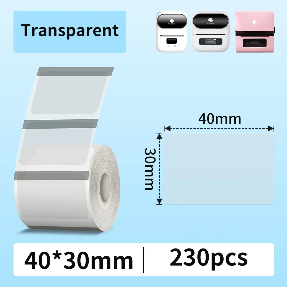 Color: light yellow - Phomemo Label Maker Paper M110 Label Adhesive Paper White Waterproof Thermal Sticker for M110 M221 M200 M220 Portable Printer