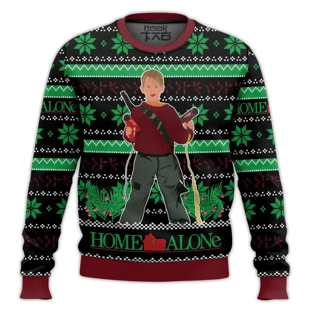 Color: black, Size: S - New Style Sweatshirt For Spending Christmas Alone At Home Ugly Christmas Pullover 2026 Fashionable Casual Couple Sweatshirts