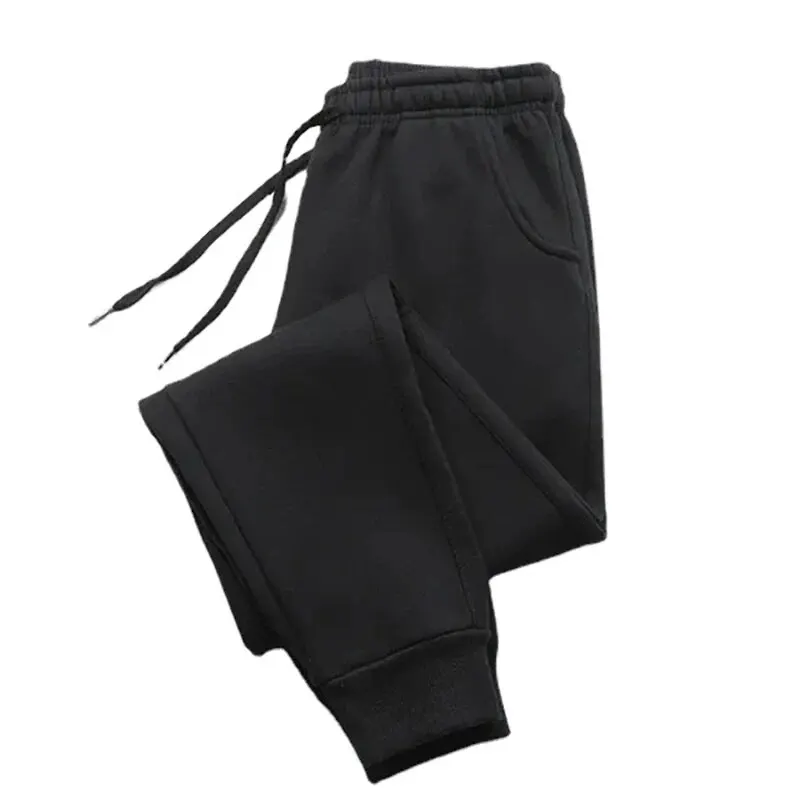Size: S, Color: GRAY - 2024 Barbell Printed Fleece Men's Trousers Autumn Winter Pants Fashion Drawstring Casual Male Sweatpants Jogging Sports Pants