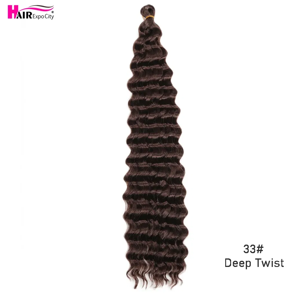 Color: #33, Ships From: CN, Stretched Length: 22inches, Bulk Buy: 1Pcs/Lot - 22-28 Inch Freetress Deep Twist Crochet Hair Natural Synthetic Braids Hair Ombre Crochet Braiding Hair Extensions Hair Expo City