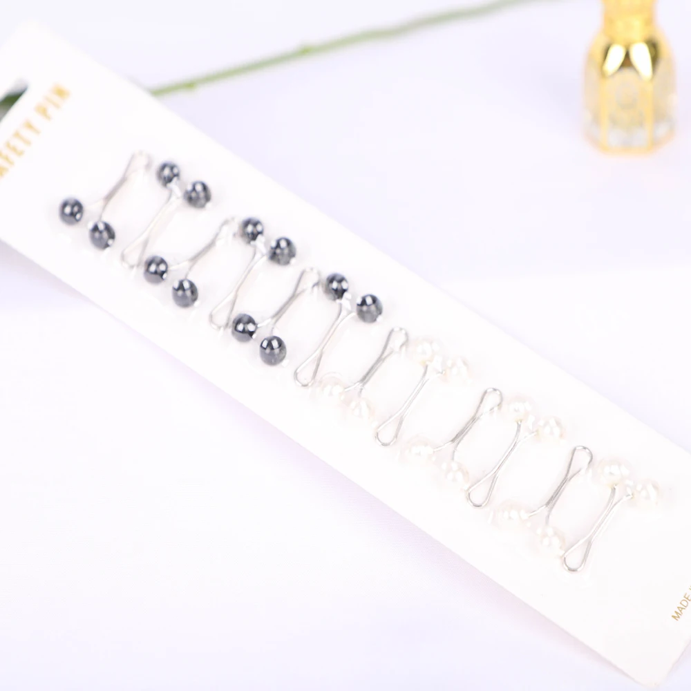 Color: black - 12pcs Pins Clips Set for Muslim Hijab Fashion Islam Turban Magnetic Closure New Headscarf Accessories Wedding Party Gift RIMAIRE