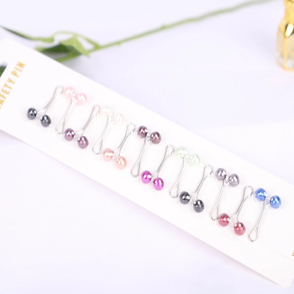 Color: black - 12pcs Pins Clips Set for Muslim Hijab Fashion Islam Turban Magnetic Closure New Headscarf Accessories Wedding Party Gift RIMAIRE