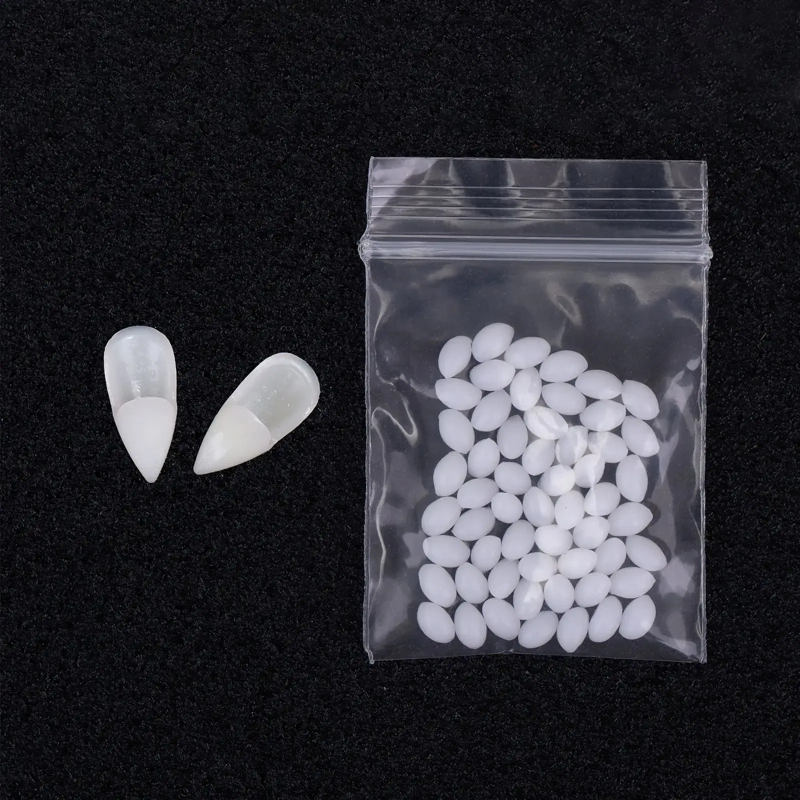 Color: Light Grey - Halloween Decoration Vampire Teeth Fangs Dentures Props Halloween Cosplay Props False Fangs With Solid Glue Halloween Props