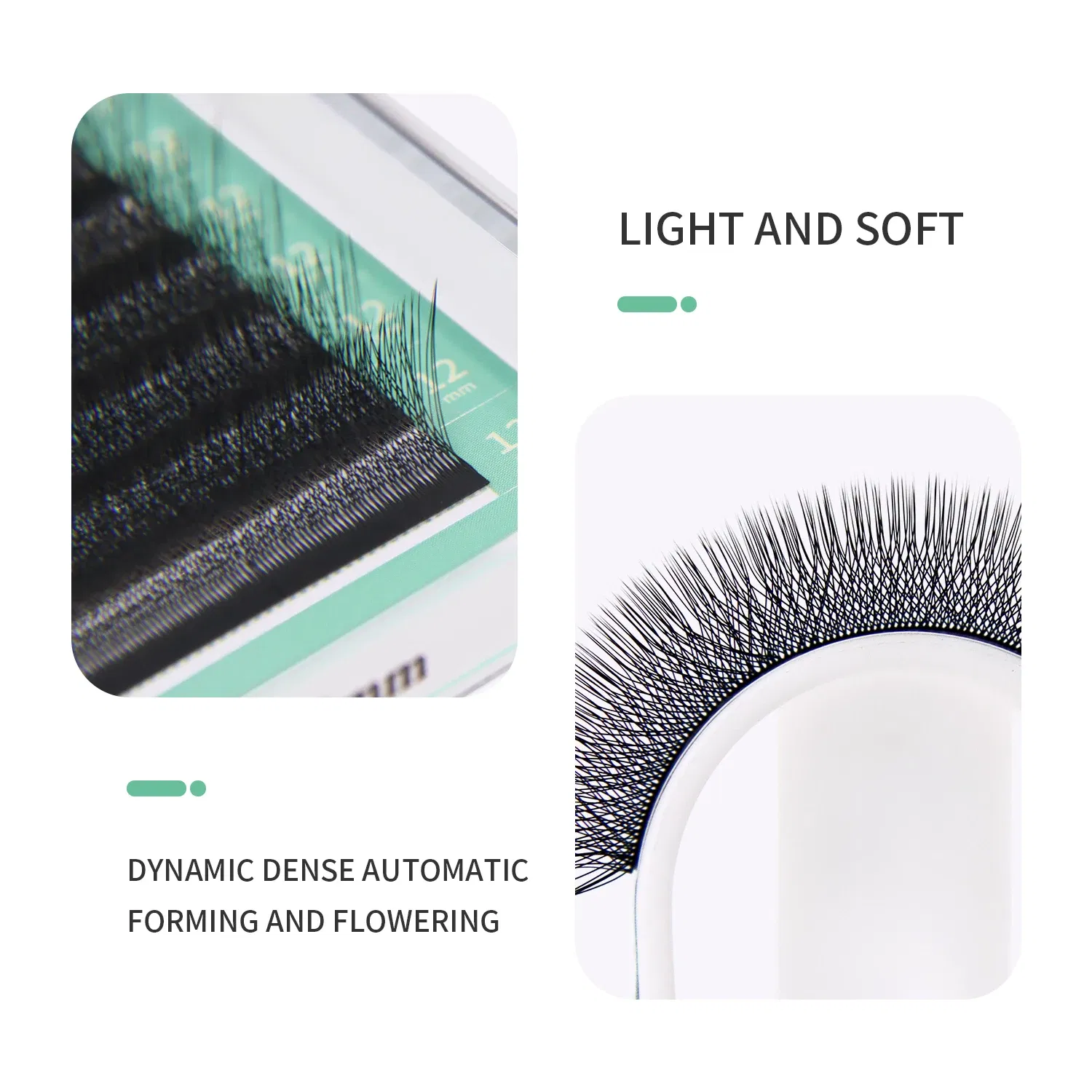 Color: Brushed Chrome, Curl: LU, Thickness: 0.07mm, Length: 14mm - GLAMLASH 4D - W Shaped Eyelash Extension Automatic Flowering W Fake Lashes 0.07mm C/D/L/LU Curl Individual