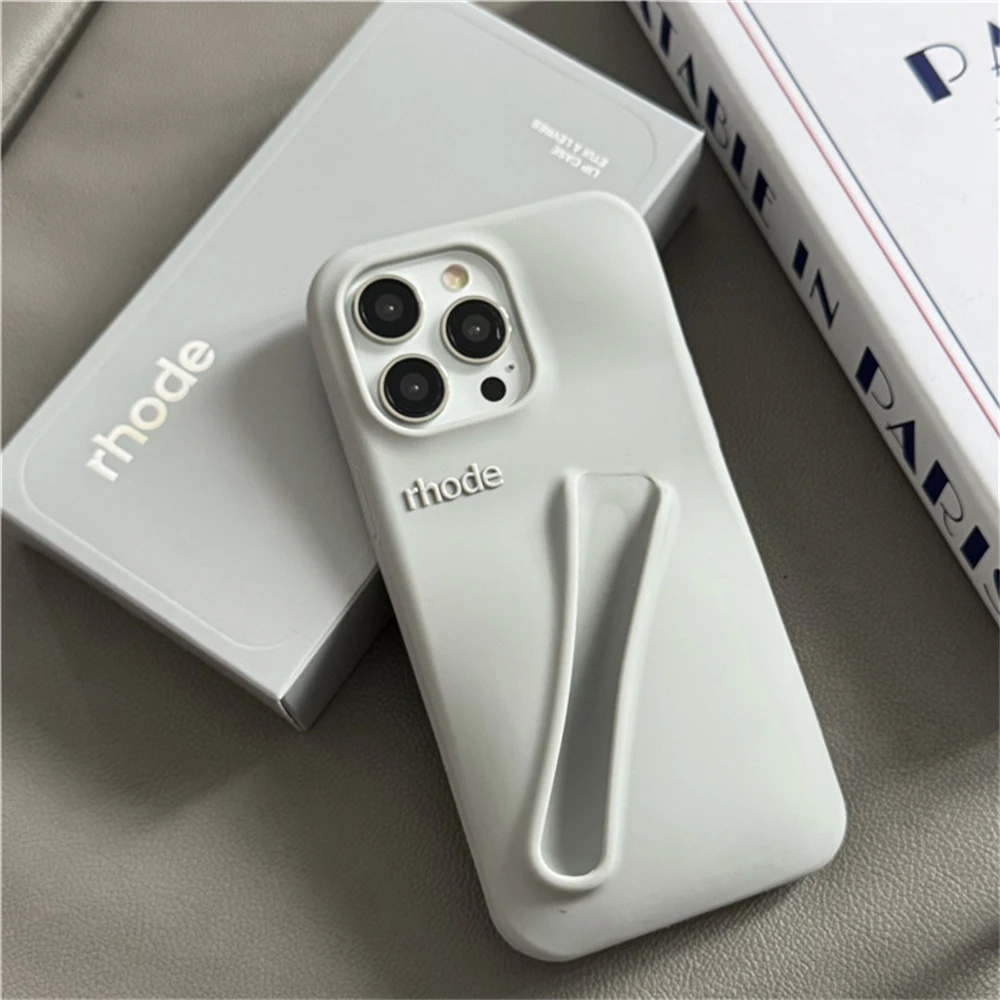 Color: black, Compatible-Phone Models: For iPhone 14 - New Rhode Lipstick Soft Silicone Phone Case for iPhone 16 15 14 13 12 11 Pro Max Plus Portable Lip Gloss Holder Cover with Box