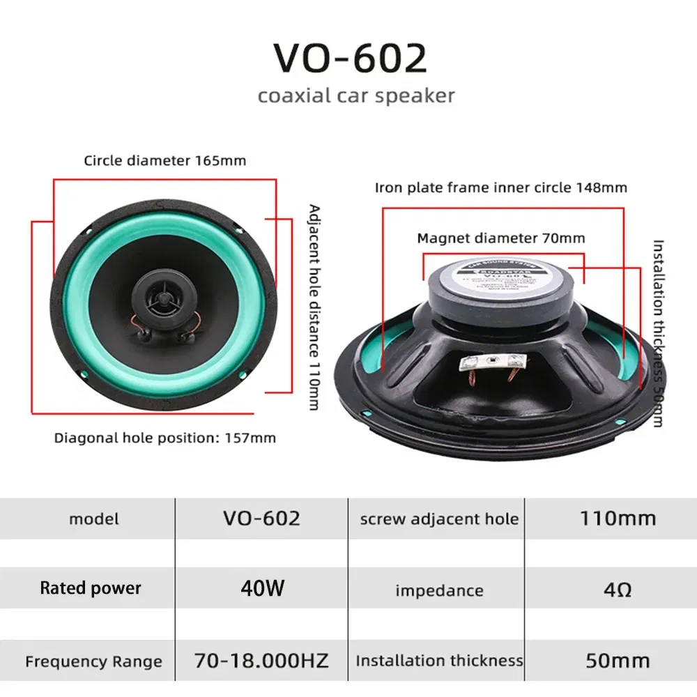 Size: 8" - 4/5/6.5 Inch Car Speakers HiFi Coaxial Subwoofer Universal Automotive Audio Music Full Range Frequency Car Stereo Speaker 1pcs