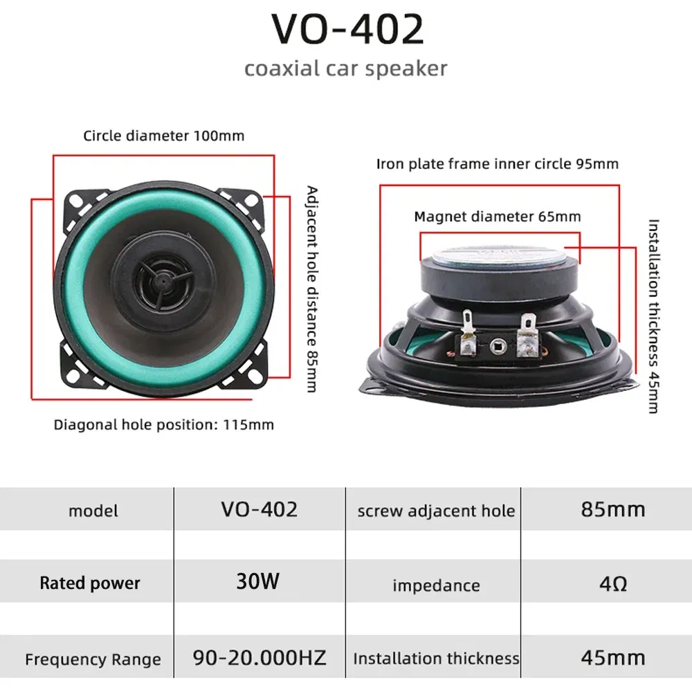 Size: 8" - 4/5/6.5 Inch Car Speakers HiFi Coaxial Subwoofer Universal Automotive Audio Music Full Range Frequency Car Stereo Speaker 1pcs