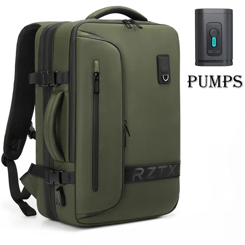 Color: Clear - Travel Men Expanded Laptop Backpack vacuum compression hiking Backpack USB charging Business Large Capacity Backpack For Pumps