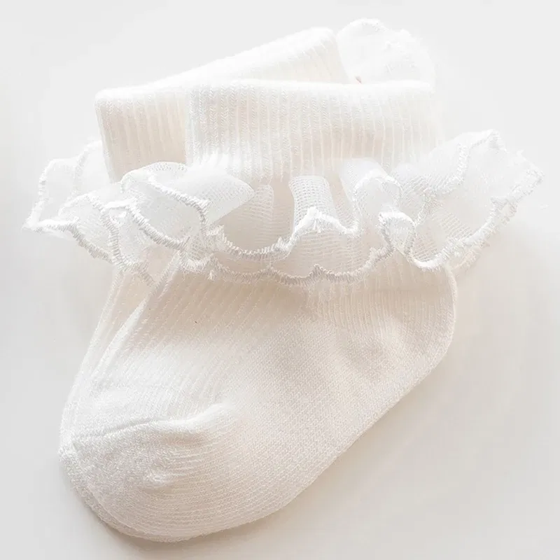 Color: Green, Kid Size: 6M - VISgogo Baby Girls Socks Lace Ruffles Sweet Anti-Skid Princess Socks Toddler Spring Fall Cute Kids Socks