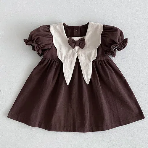 Color: PURPLE, Kid Size: 3T?€?€·?¤–运动?‰ - 2024 New 0-4Yrs Baby Girl Clothing Short Sleeve Cotton Splicing Kids Princess Dresses Baby Girl Party Dress