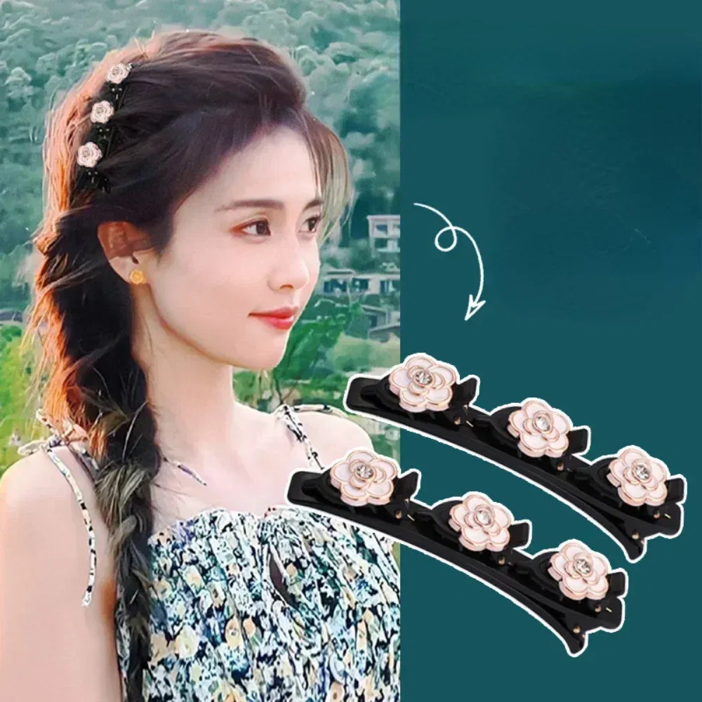 Color: RED - Double Layer Braided Hairpin Hair Hoop Broken Hair Clip Women Hairpin Korean Fixed Headband New Hairpin Lazy Hair Accessories