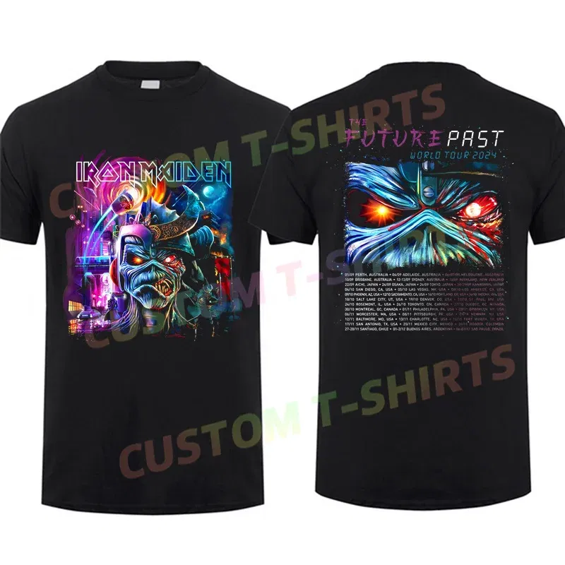 Color: Blue, Size: S - 2024 Men T Shirt Casual Iron The Future Past 2024 Tour Maidens T-shirt Graphic Summer Short Sleeves 100% Cotton S-3XL Cool Tee