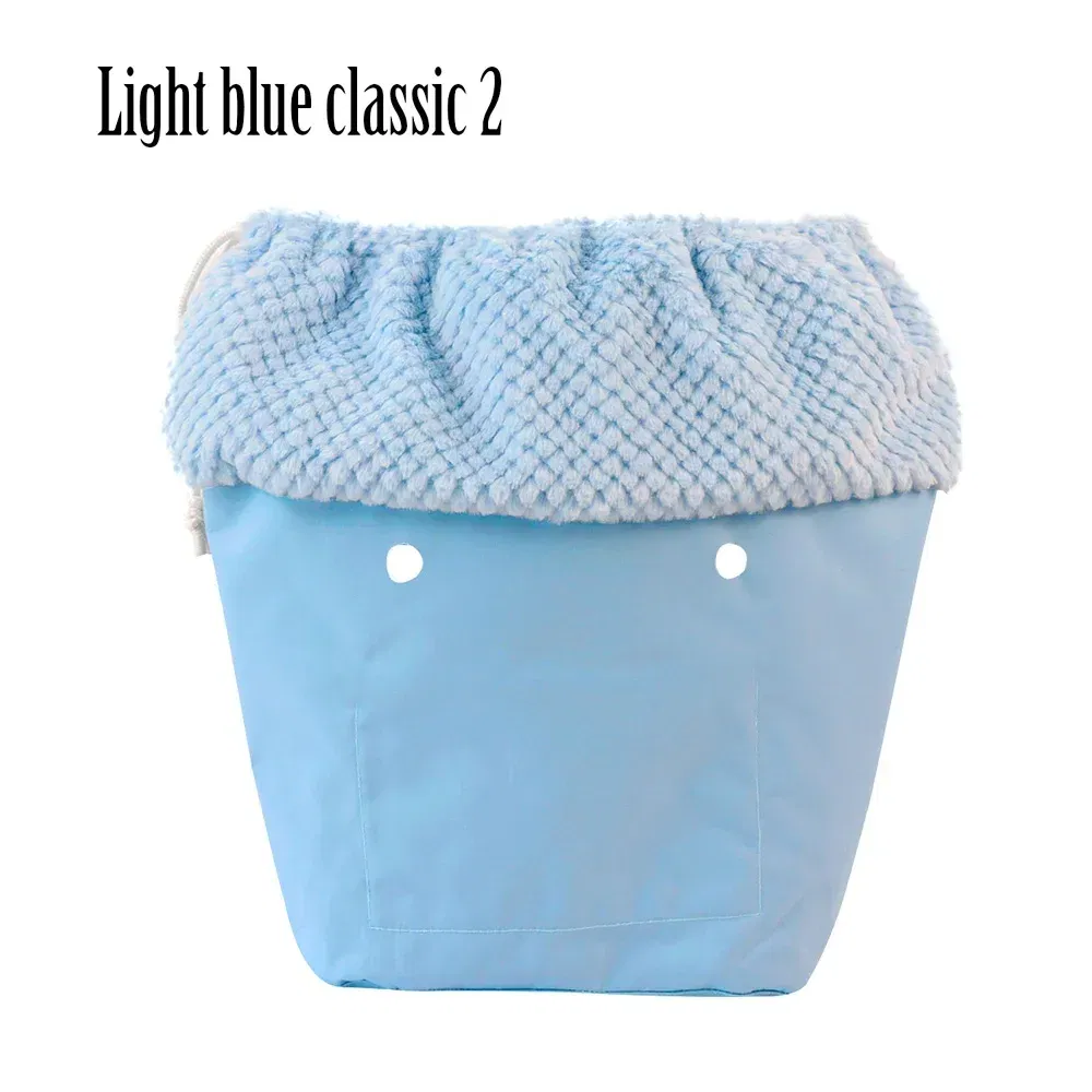 Color: Burgundy - 2025 Winter O Bag Large Capacity Classic Mini Plush Fur Furry Organizer Top Drawstring Colorful Inner Insert for Obag Winter