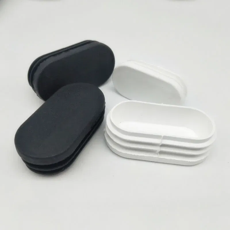 Color: Linen, Size: 8mm - Oval Plastic Tubes End Caps Bung Oblong Blanking Plug Pipe Inserts Table Feet Chair Dust Cover Furniture Accessories Black White
