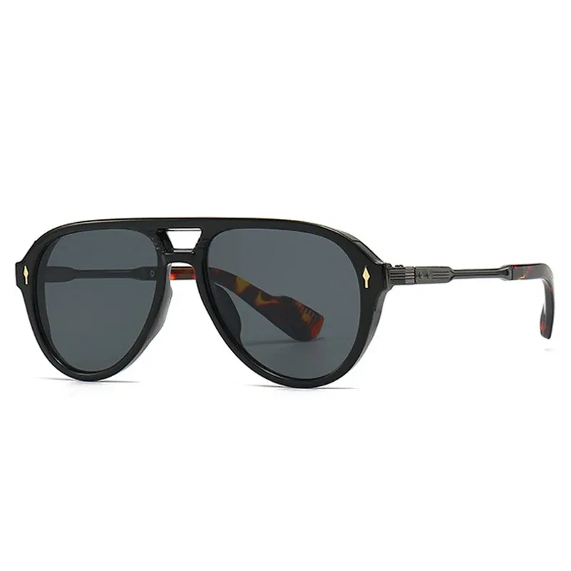 Lenses Color: MULTI, Frame Color: other - SHAUNA Retro Double Bridges Pilot Men Sunglasses Fashion Brand Designer Shades UV400 Trending Rivets Women Luxury Sun Glasses