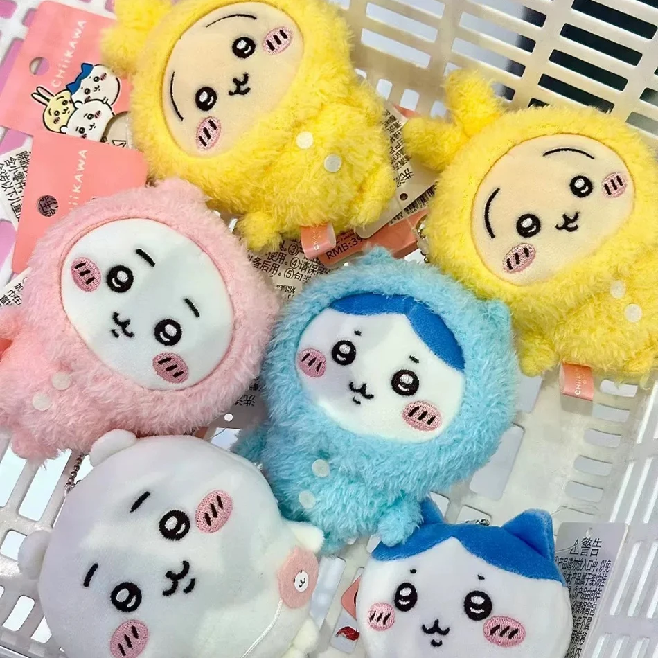 Color: CRIMSON - MONISO Chiikawa Doll Anime Cute Pajama plush pendant Hachiware Cartoon Bag Pendant Keychain Plush Doll Pendant Toy Birthday Gift