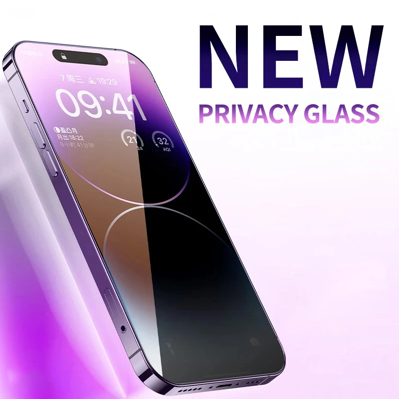 Color: Dark blue - Anti Blue Light Privacy Tempered Glass for iPhone 16 15 Pro Max 14 Plus 13 12 Mini 11 Eye Protection Clear Screen Protector Film