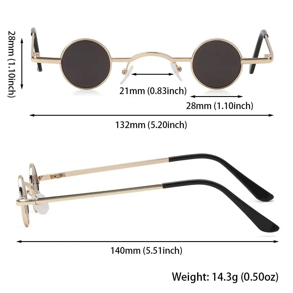 Lenses Color: Yellow, Frame Color: WHITE - Small Round Rock Punk Sunglasses for Women Men Ultra Metal Frame Hip Hop Sun Glasses Candy Color Fashion Shades Driving Eyewear