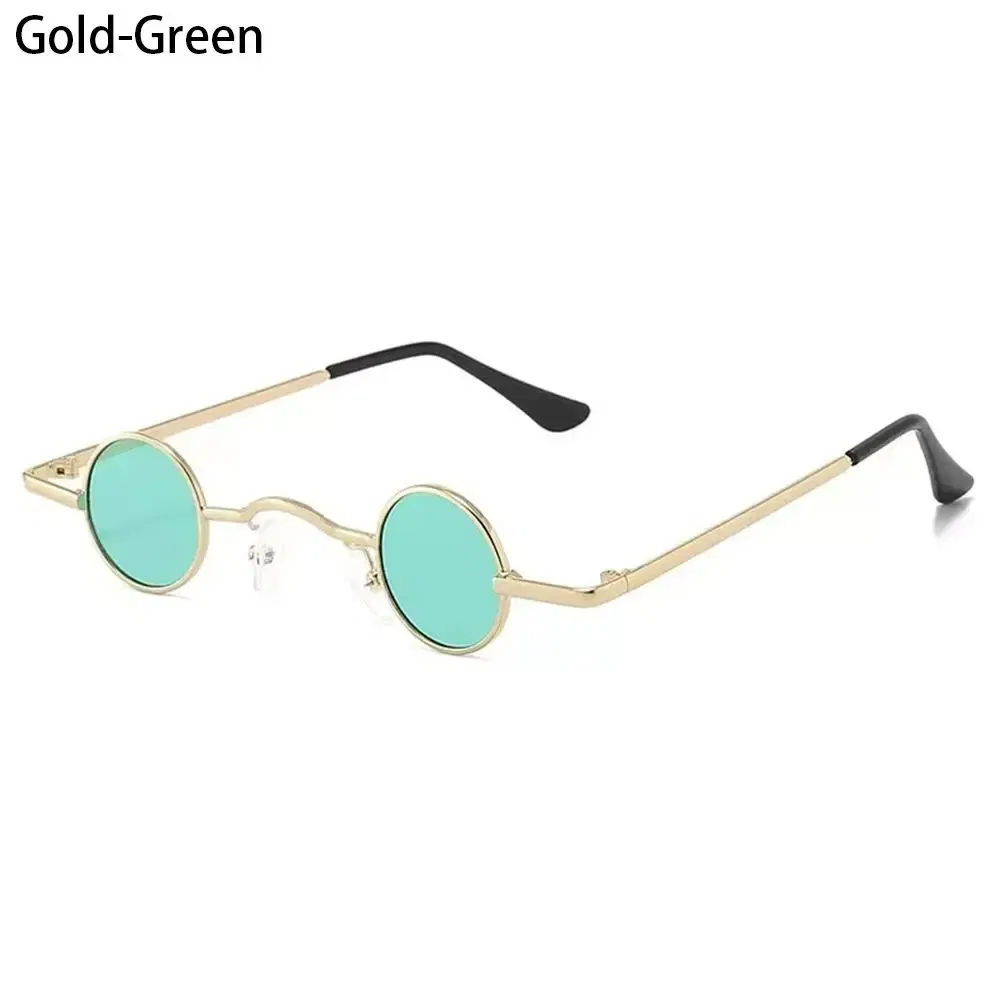 Lenses Color: Yellow, Frame Color: WHITE - Small Round Rock Punk Sunglasses for Women Men Ultra Metal Frame Hip Hop Sun Glasses Candy Color Fashion Shades Driving Eyewear