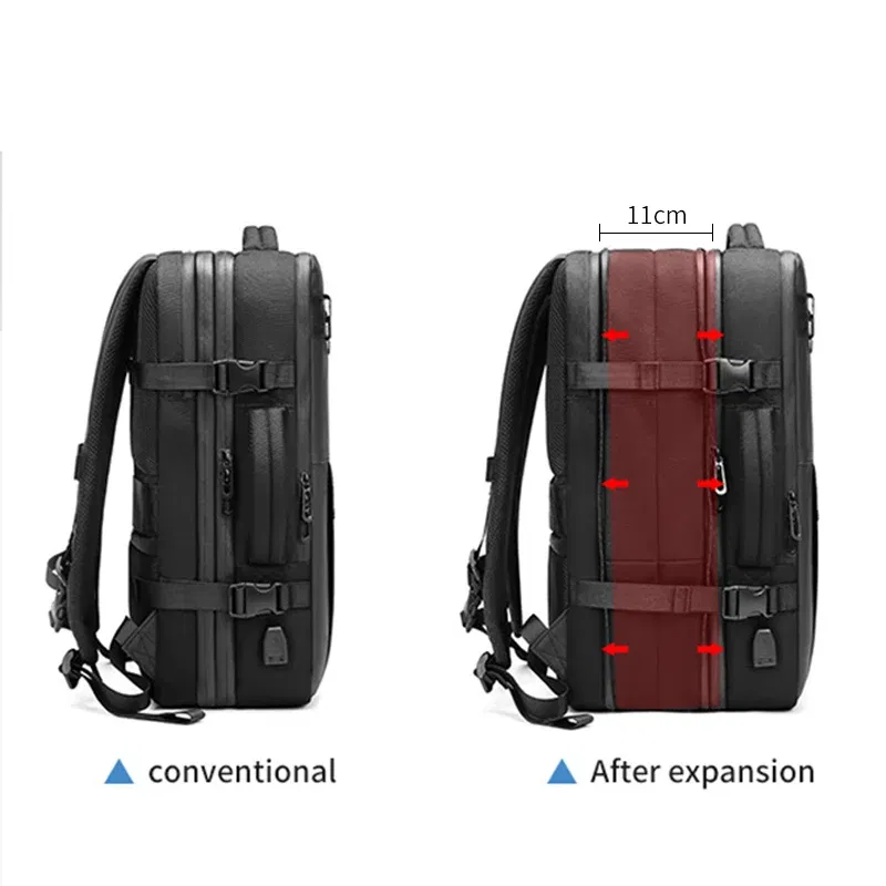Color: SKY BLUE - Travel Men Expanded Laptop Backpack vacuum compression hiking Backpack USB charging Business Large Capacity Backpack For Pumps