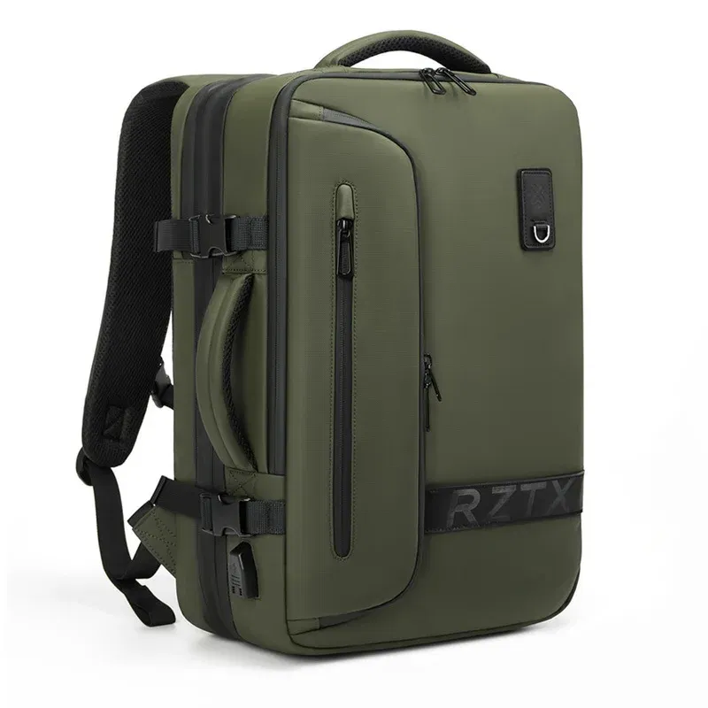 Color: SKY BLUE - Travel Men Expanded Laptop Backpack vacuum compression hiking Backpack USB charging Business Large Capacity Backpack For Pumps