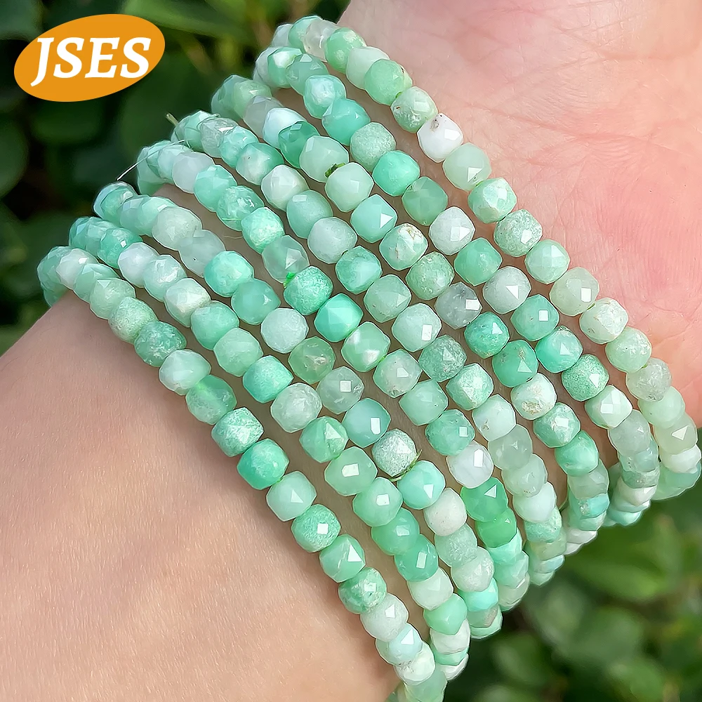 Color: green, Item Diameter: 4mm, Ships From: CHINA - A++ Natural Australia Chrysoprase Gradient Color Faceted Cube Beads for Jewelry Making Stone Bracelet Beads DIY Gift Accessories