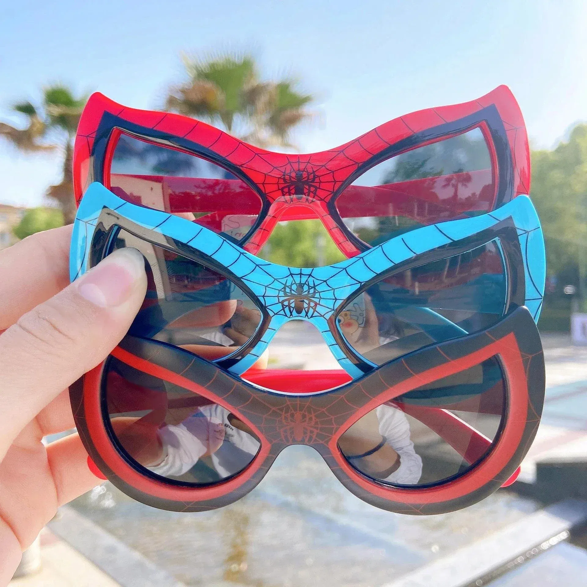 Color: WHITE - NEW Disney Spiderman Sunglasses Plastic Action Toys Figure Anime Spider Cartoon Fashion Sunglasses Cute Gifts For kids toys