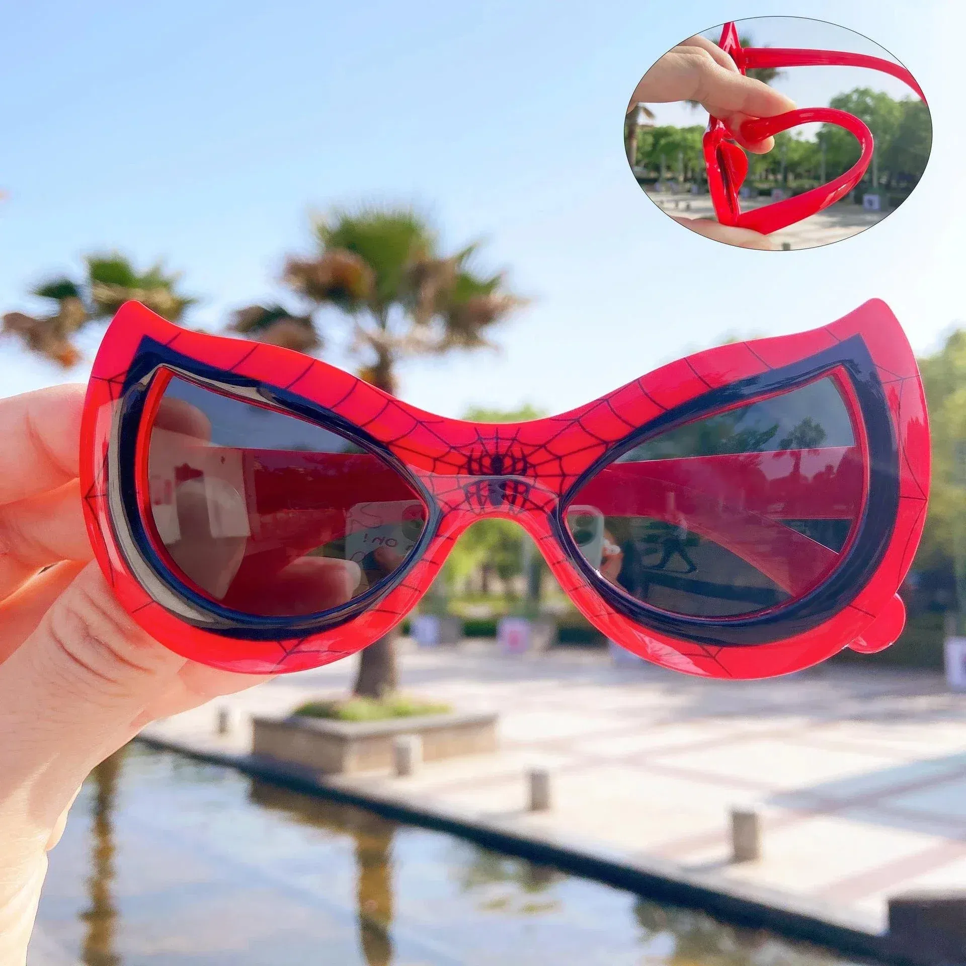 Color: WHITE - NEW Disney Spiderman Sunglasses Plastic Action Toys Figure Anime Spider Cartoon Fashion Sunglasses Cute Gifts For kids toys